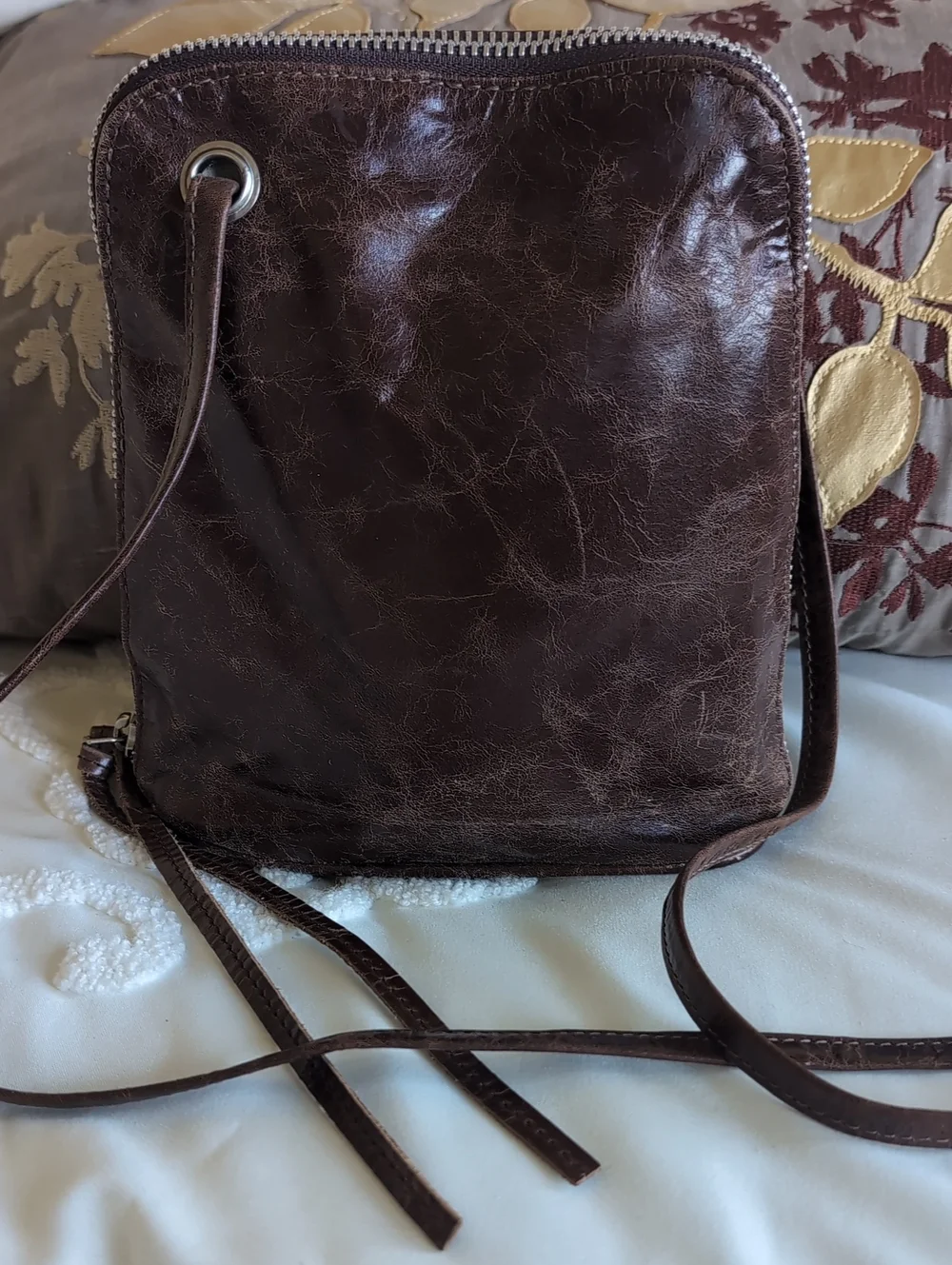 Latico Rustic Butter Soft Marbled Chocolate Leather Organizer/ Wallet Crossbody